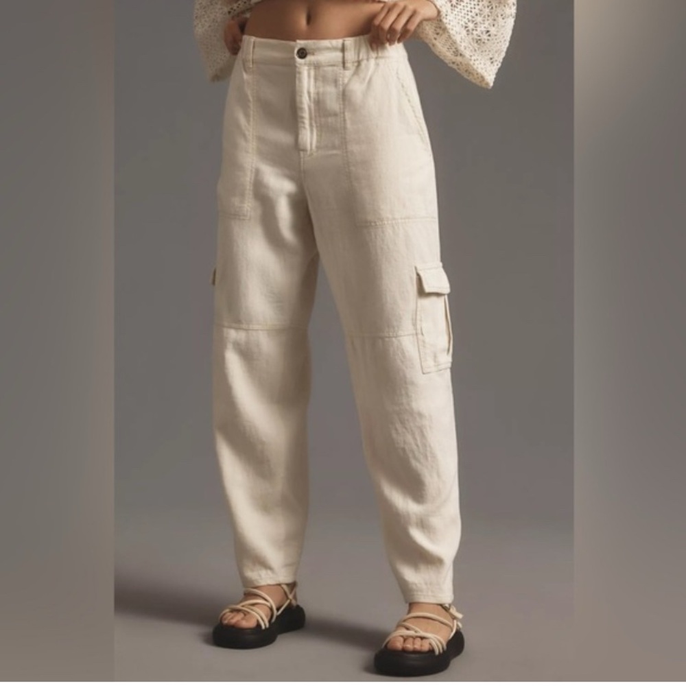 Pilcro slim beach cargo linen blend pants size XXS